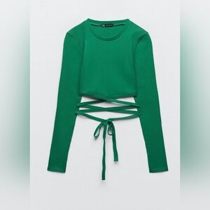 Zara Green Crop Top Size Medium